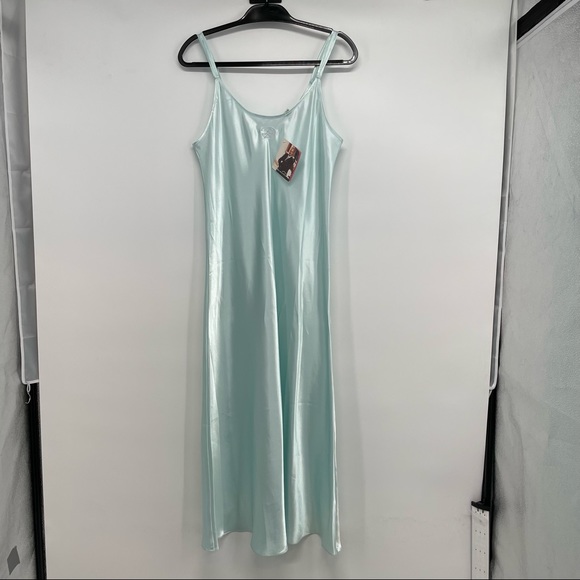 NWT Oscar De La Renta Pink Label Long Blue Satin Long Nightgown - Picture 4 of 13
